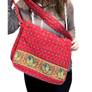 BoHo computer shoulder cross body bag Victoria Hill Red Paisley Green yellow